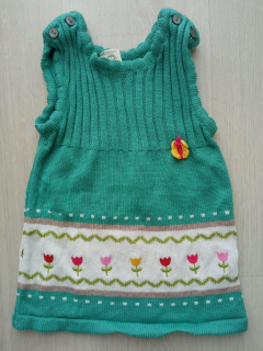 Zelené pletené šaty s kvetmi (80)
