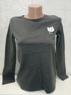 Tmavosivé tričko s mačičkou Reserved (158)
