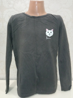 Sivé tričko s mačičkou a nápismi Reserved (140)